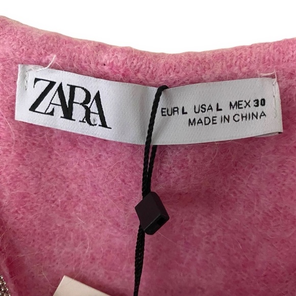 Zara Wool Alpaca Beaded Strappy Dress Size Large Pink Sparkle Valentines Day - Picture 9 of 15
